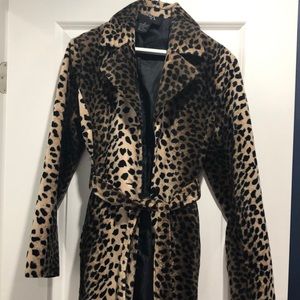 Leopard print 3/4 length coat - size SMALL